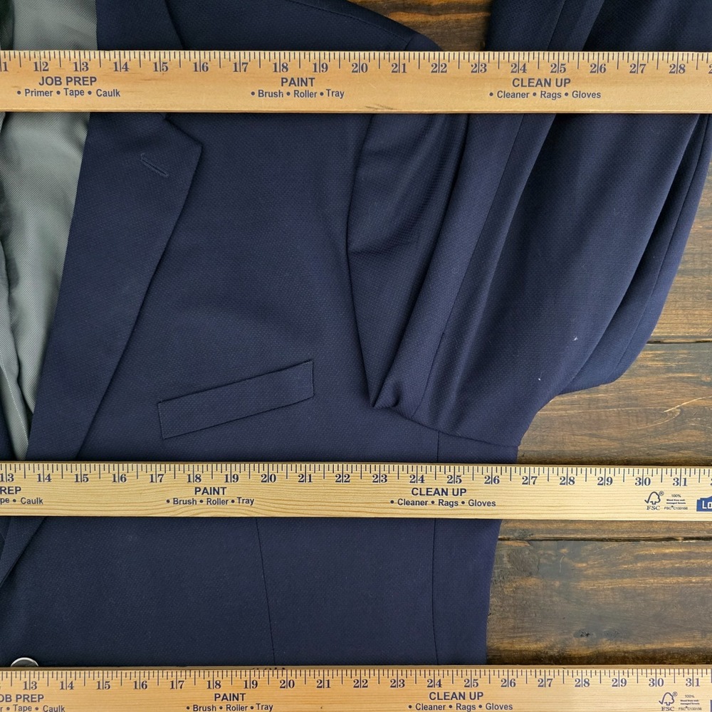 Pronto Uomo Men's Sport Coat Blazer Two Button Navy Blue Wool Poly Spandex 52R - Picture 3 of 13